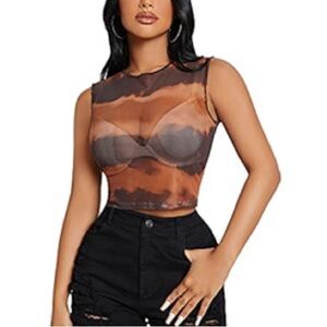 SHEIN Sexy Tie Dye Sheer Mesh Tank top